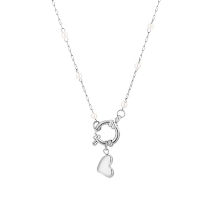 Bedelketting Heart & Pearl Zilver