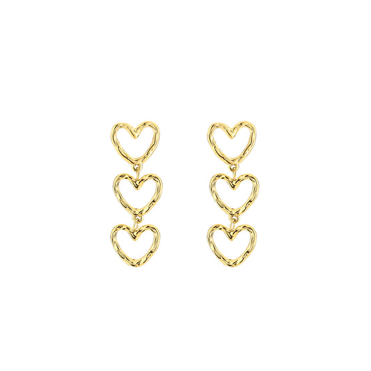 Triple Heart Oorbellen Goud