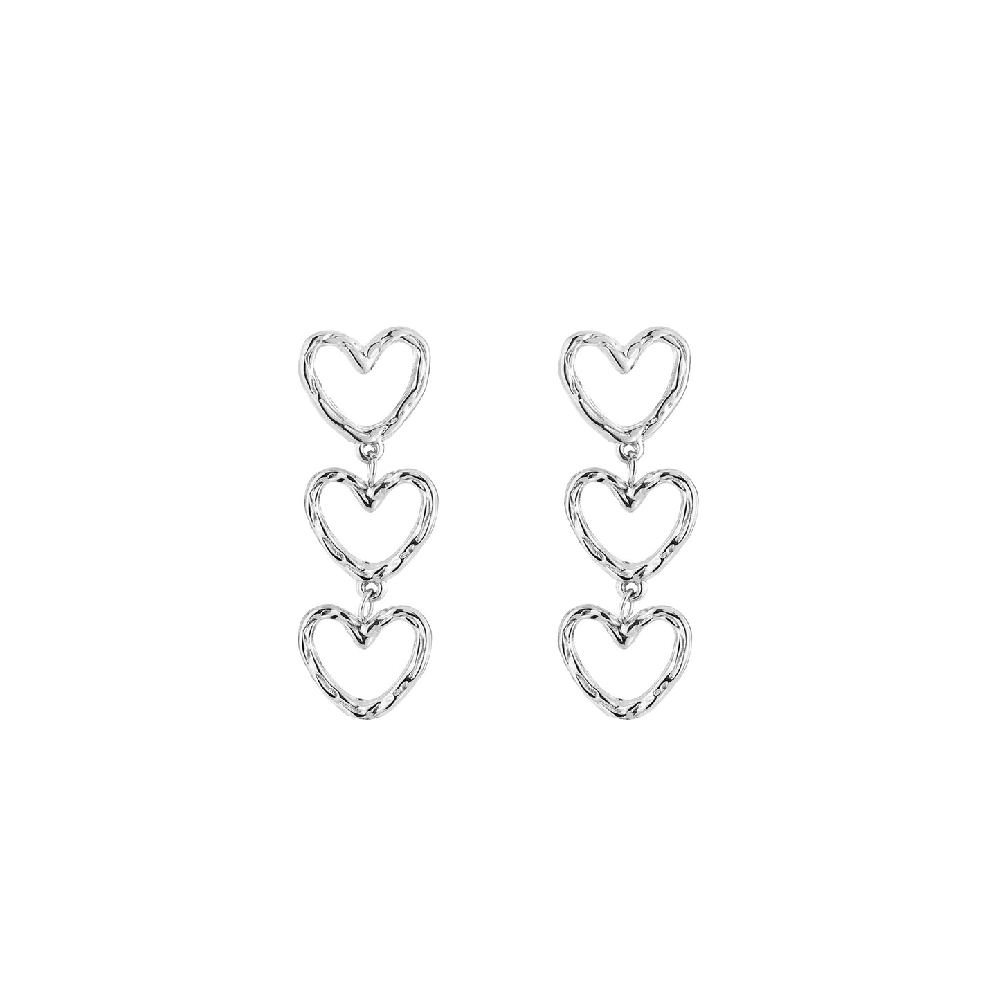 Triple Heart Oorbellen Zilver